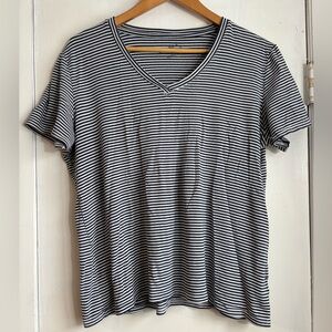 Eddie Bauer Navy and White Striped Tee